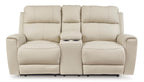 Dahlmoore Leather Power Reclining Console Loveseat - Fabric