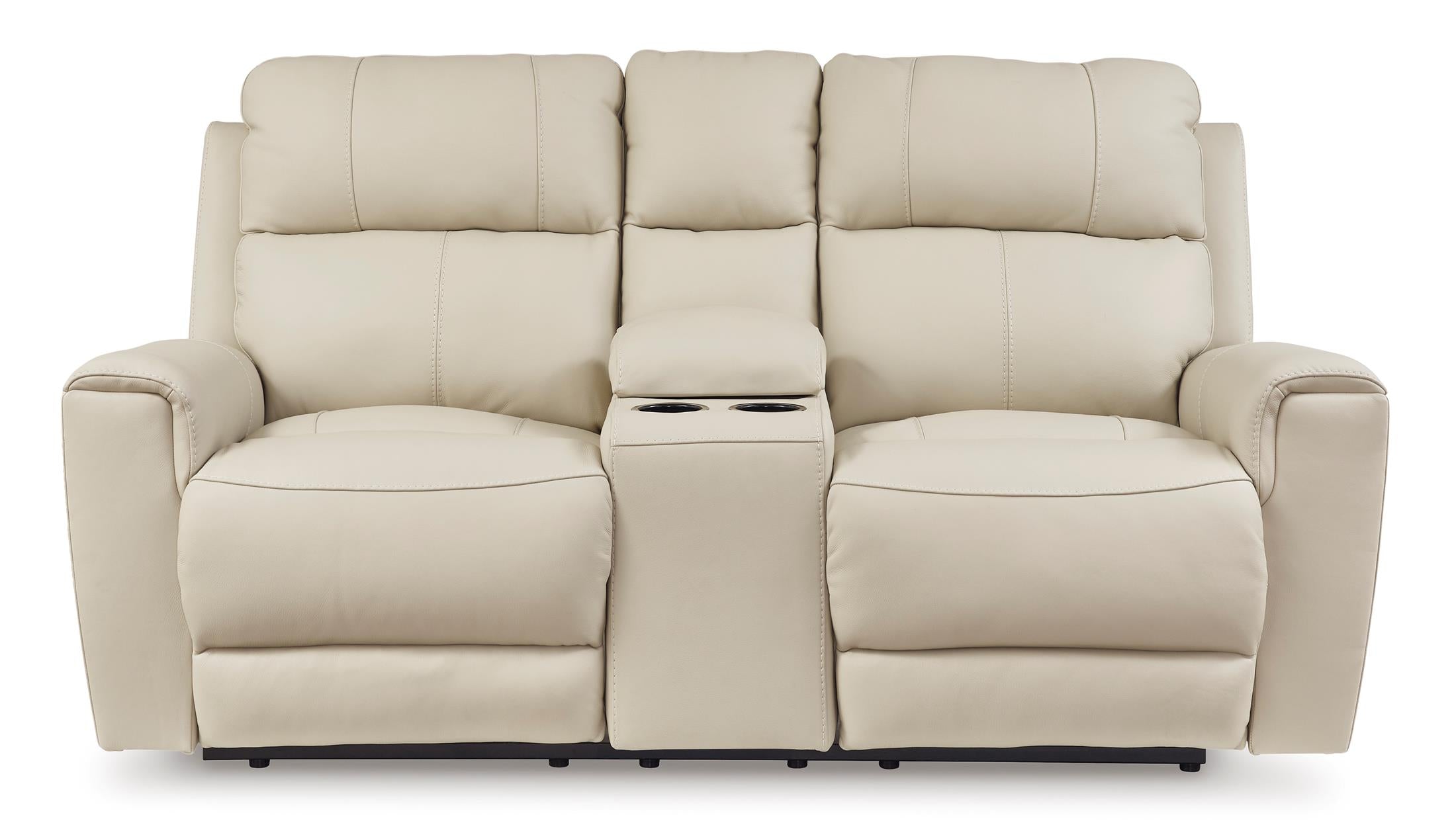 Dahlmoore Leather Power Reclining Console Loveseat - Fabric