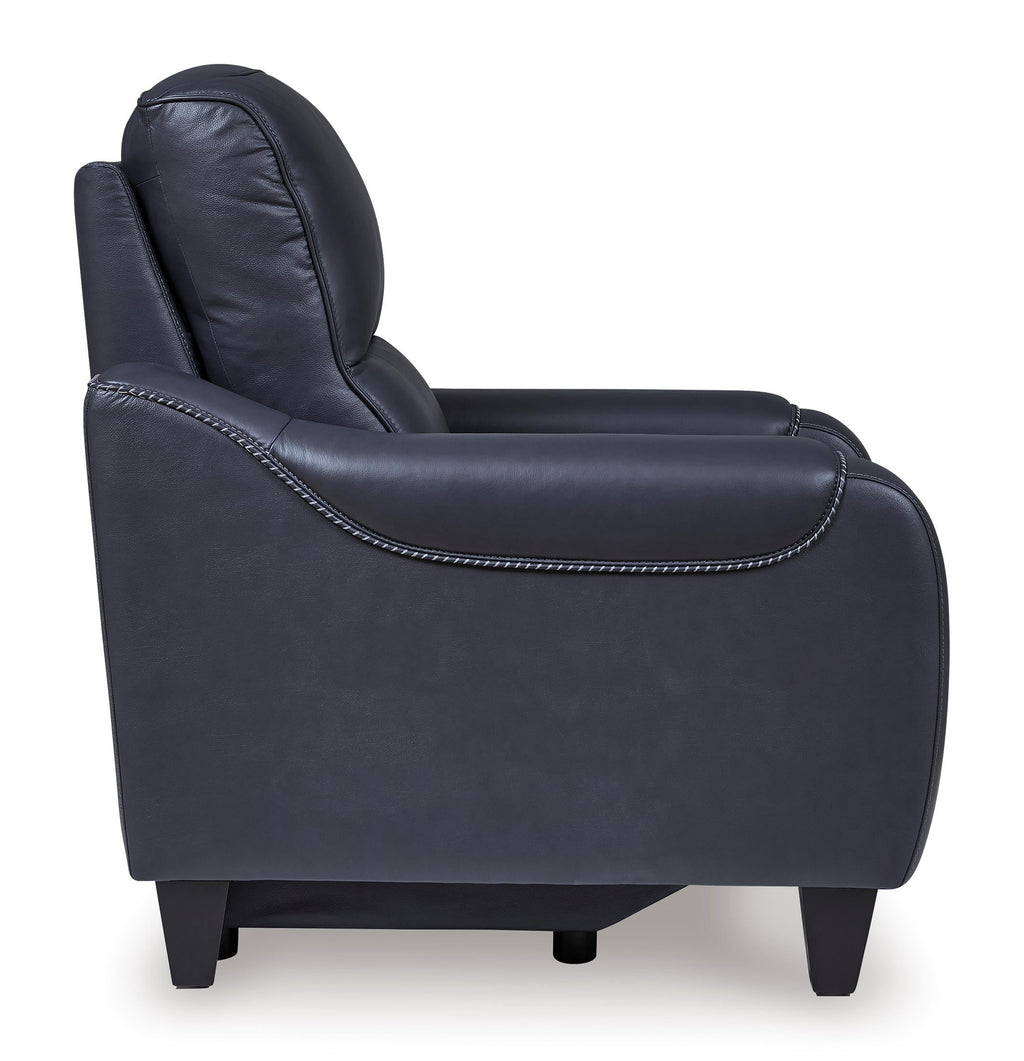 Mercomatic Leather Power Recliner - Ocean
