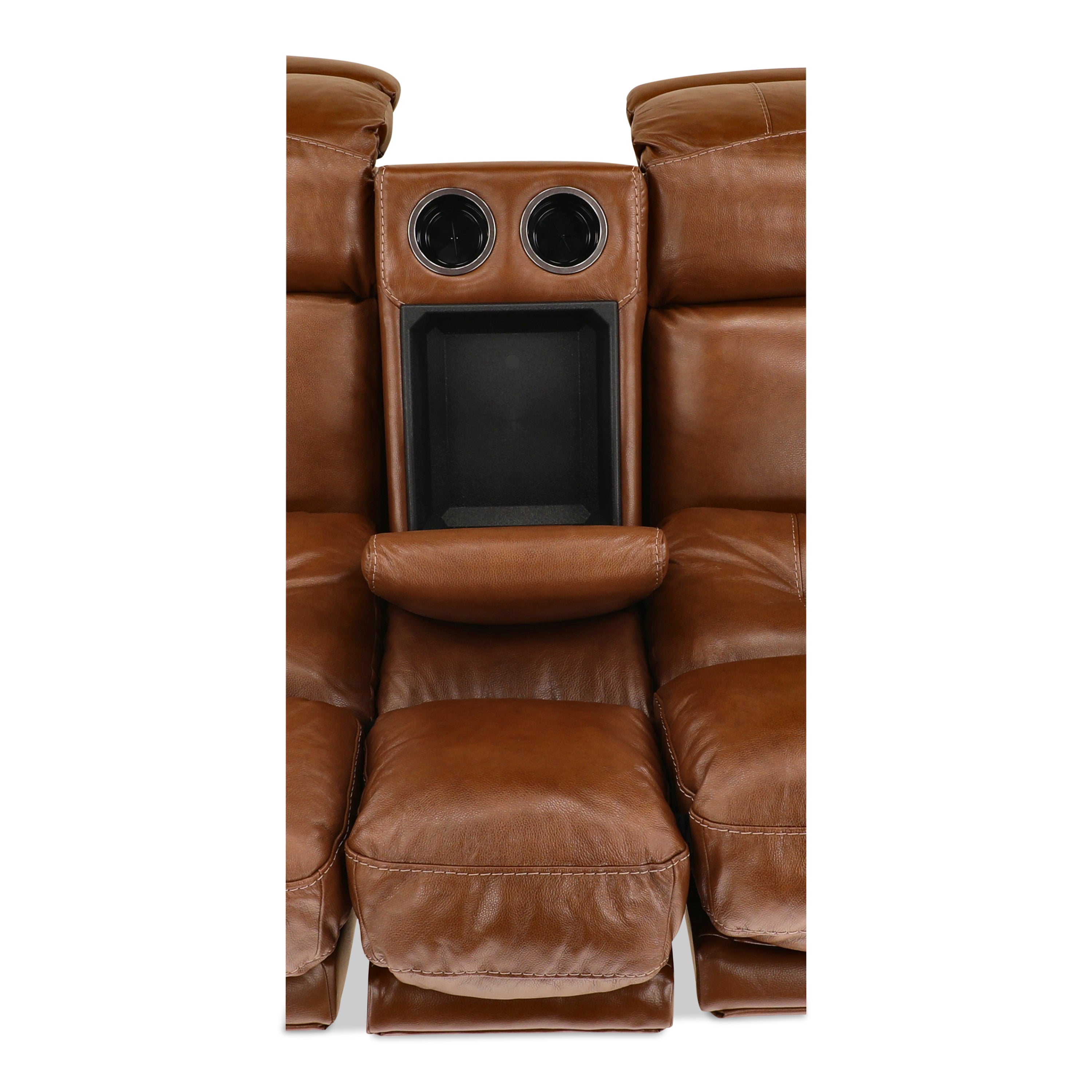 Armani Leather Power Console Loveseat - Console Table