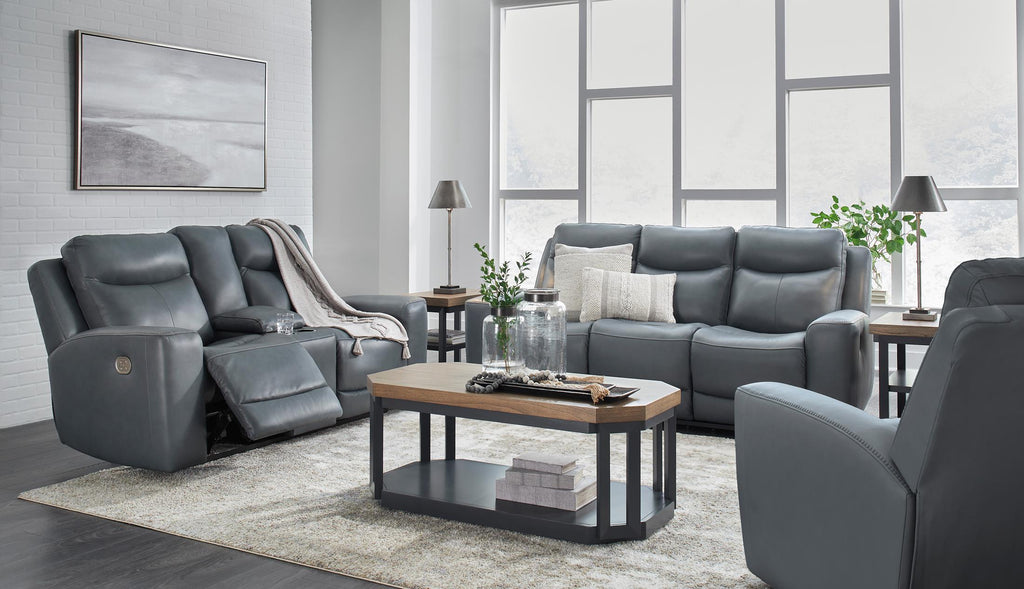 Mindanao Power Reclining Loveseat with Console - Leather