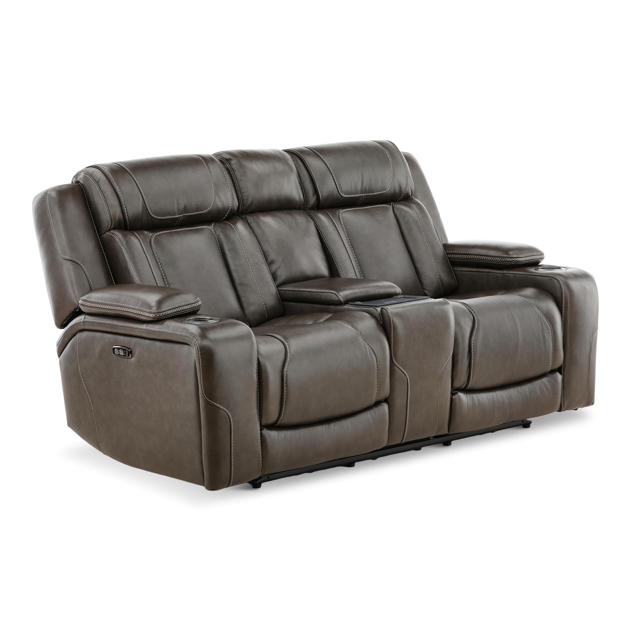 Denver Power Console Loveseat - Leather