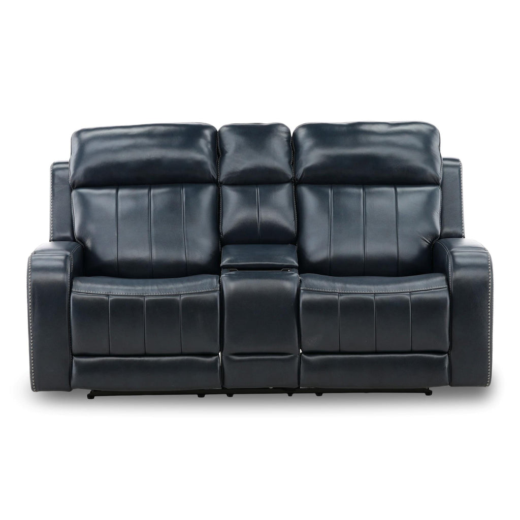 Hampton Leather Home Theater Console Loveseat - Power