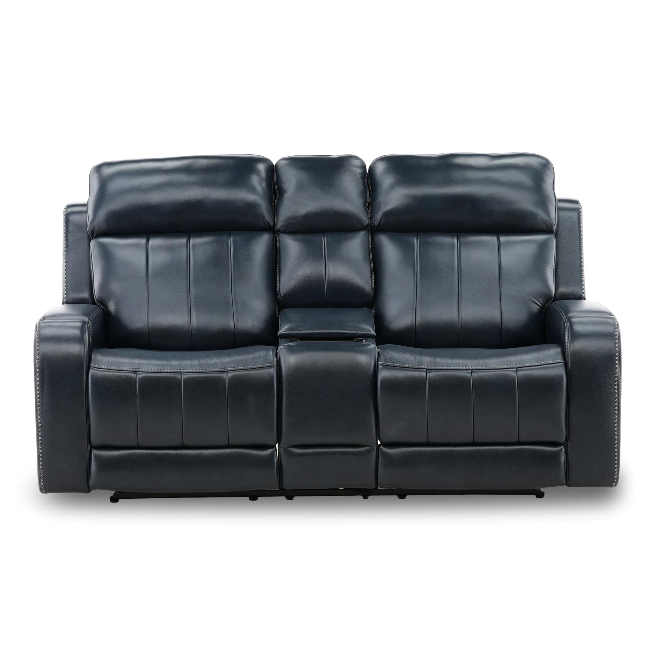 Hampton Leather Home Theater Console Loveseat - Power