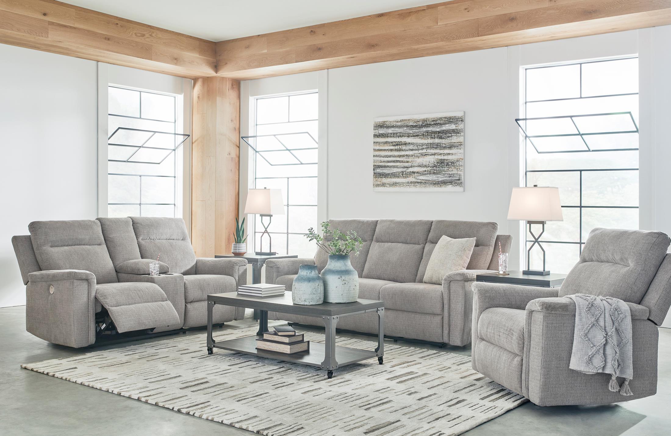 Barnsana Power Reclining Loveseat with Console - Fabric