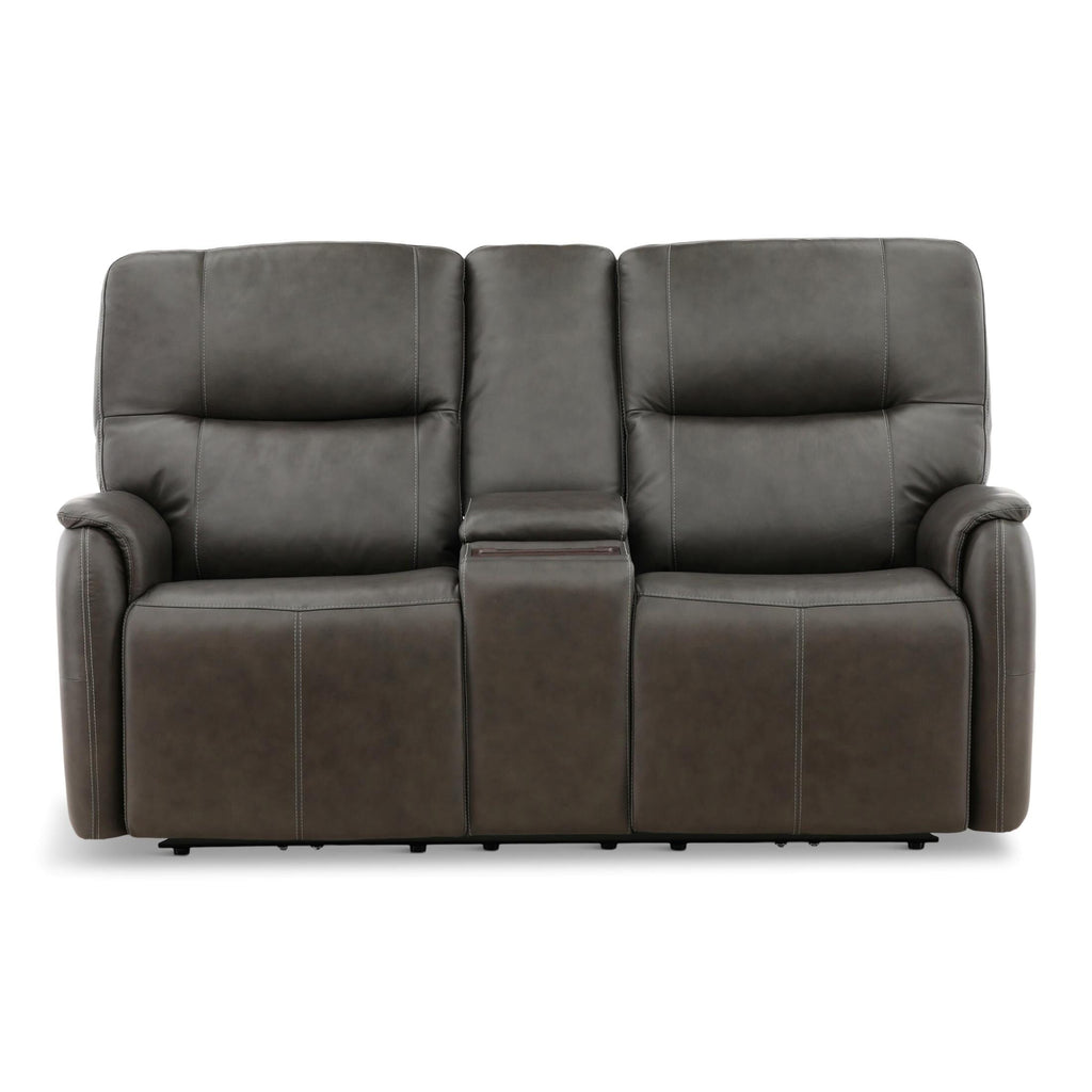 Walker Leather Power Reclining Console Loveseat - Cacao