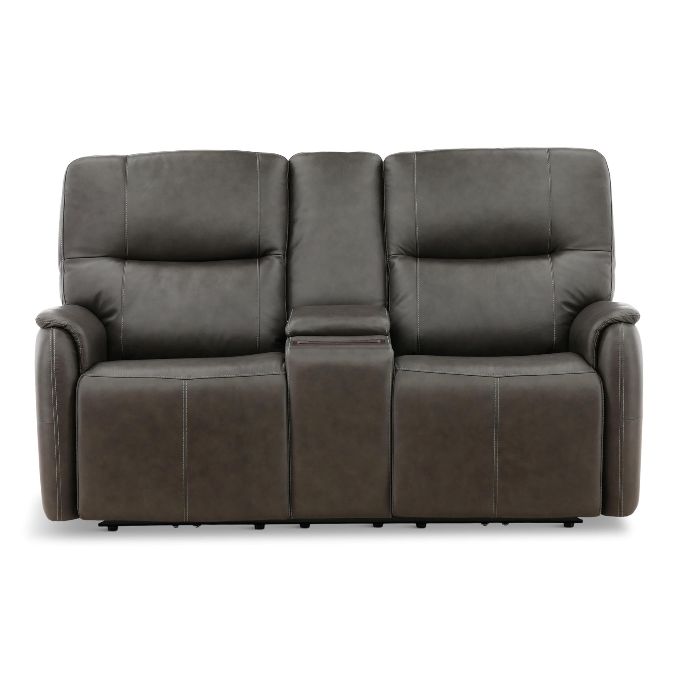 Walker Leather Power Reclining Console Loveseat - Cacao