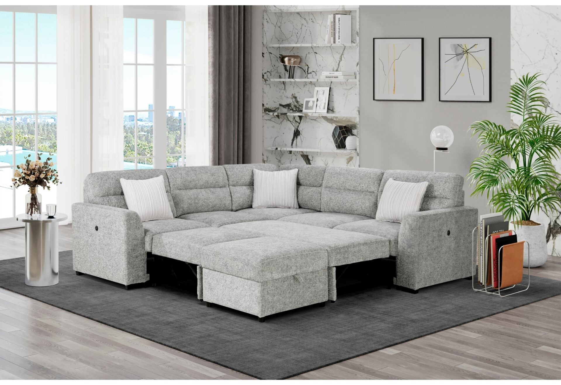 Bellerose 5-Piece Sectional with Pullout Sleeper - Set