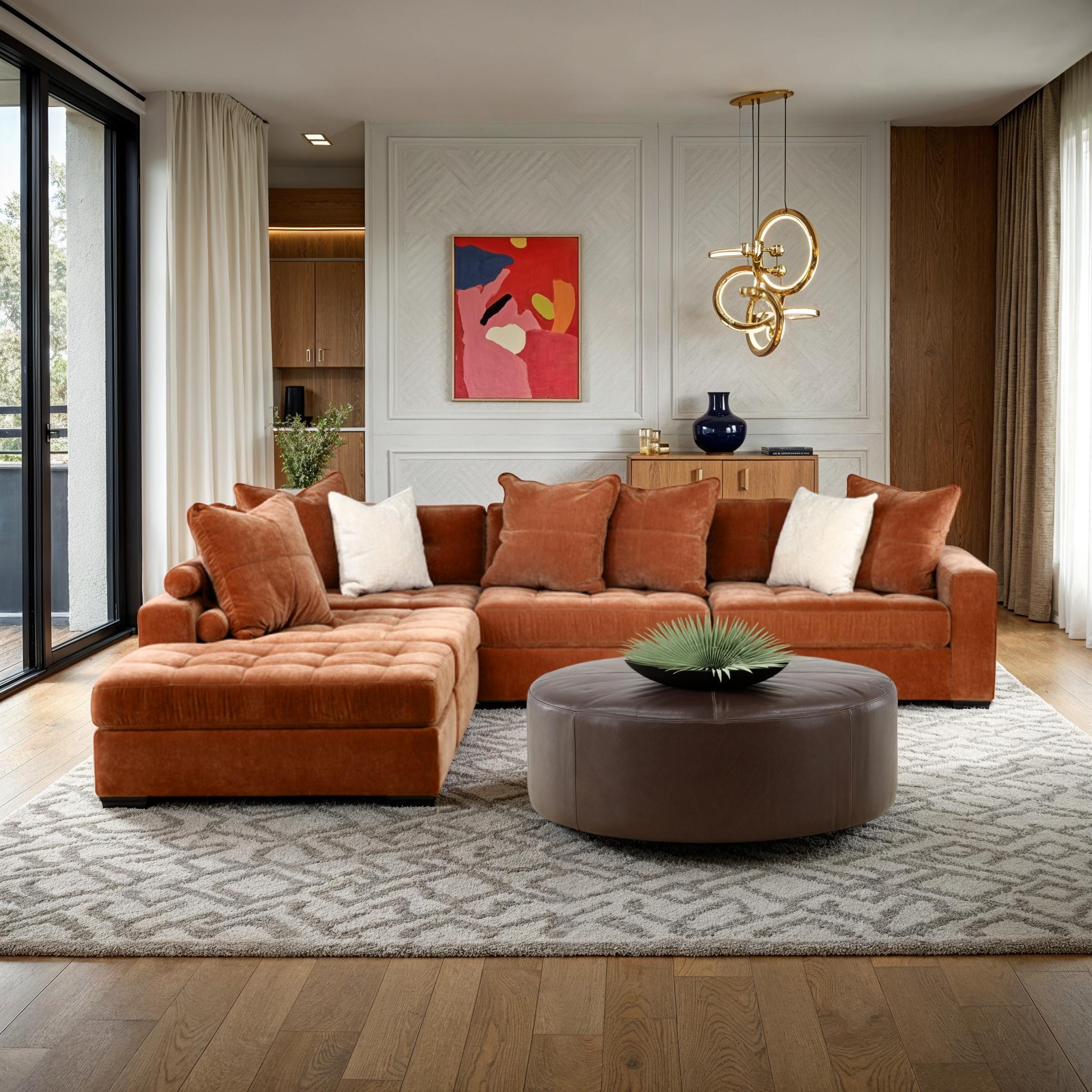 Kennedy Leather Cocktail Ottoman - Indoor