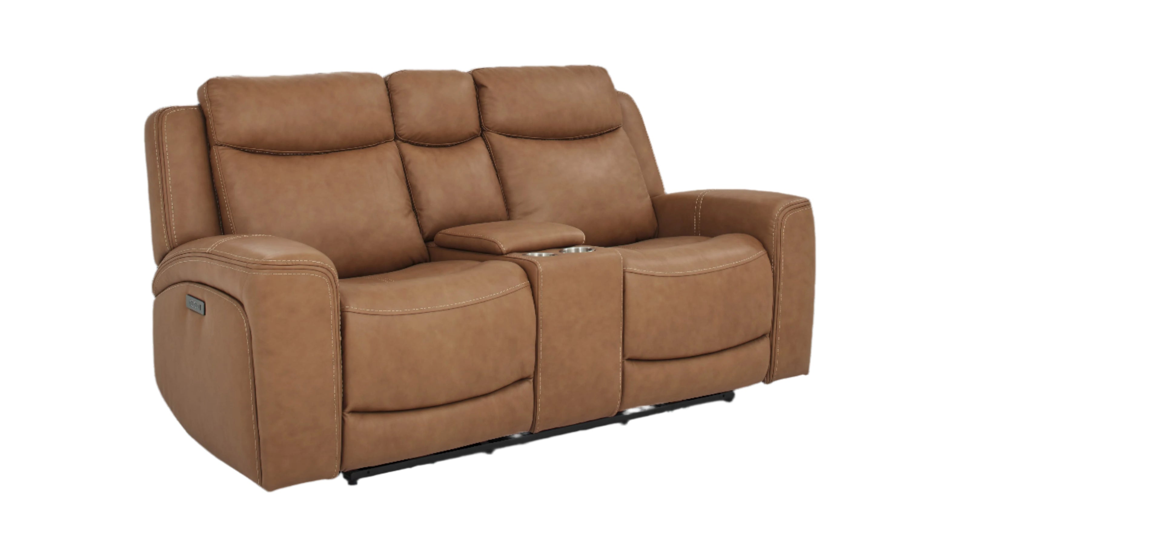 Davidson Power Leather Console Loveseat - Console Table