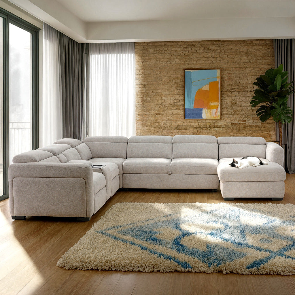Tuscany 6-Piece Power Reclining Sleeper Sectional with Chaise