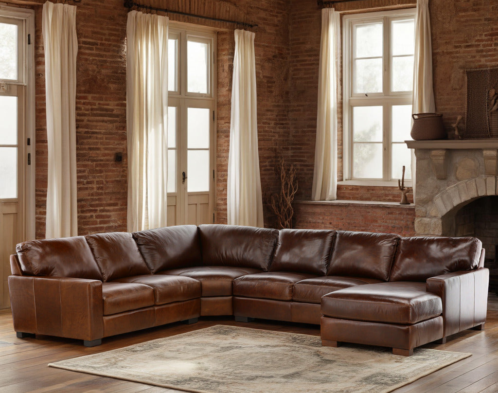 Riccardo Leather 4-Piece Sectional with Chaise