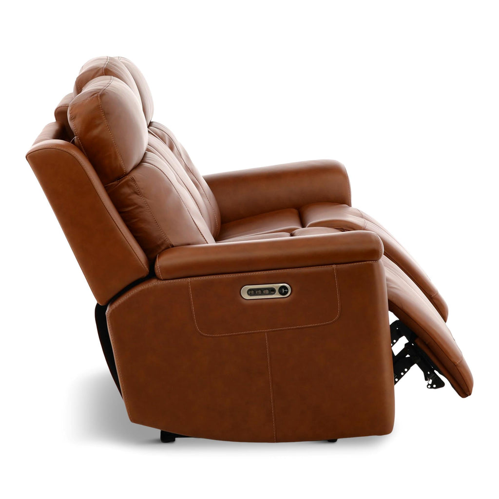 Adrian Leather Power Sofa with Drop Down Table - Dining Table