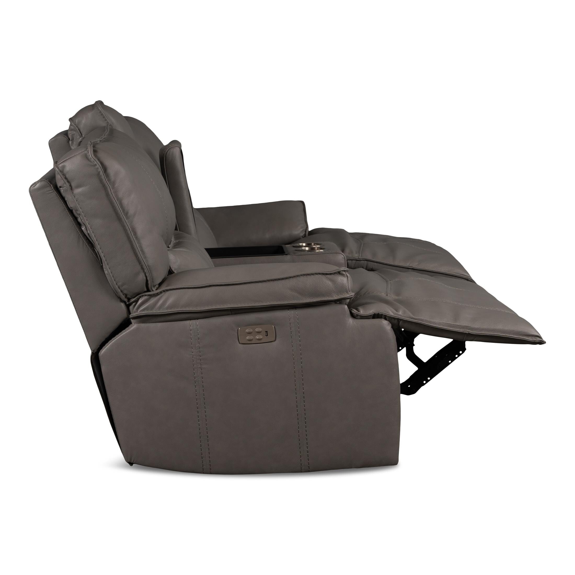 Bozeman Power Console Loveseat with Power Headrest - Leather