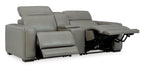 Correze 3-Piece Dual Power Leather Reclining Modular Loveseat with Console - Set