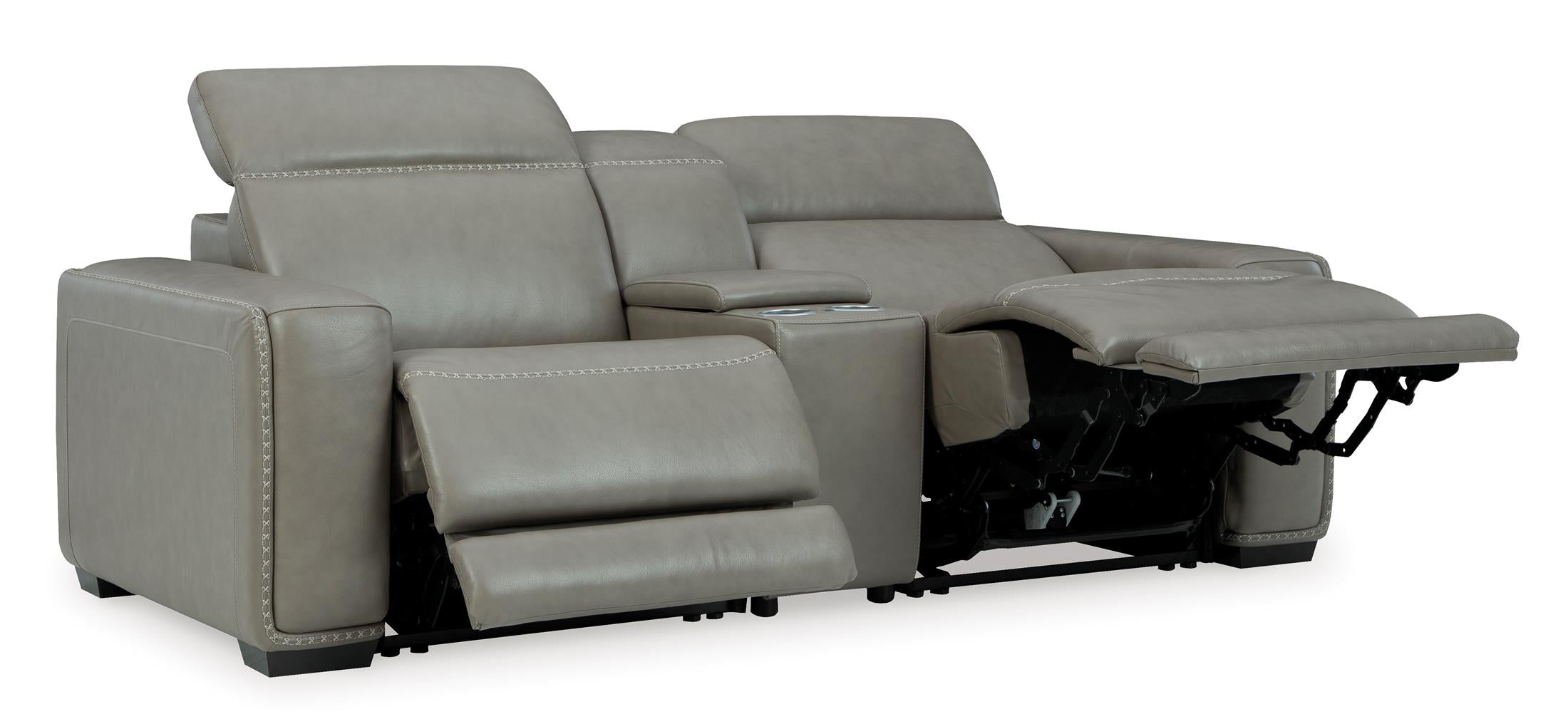 Correze 3-Piece Dual Power Leather Reclining Modular Loveseat with Console - Set