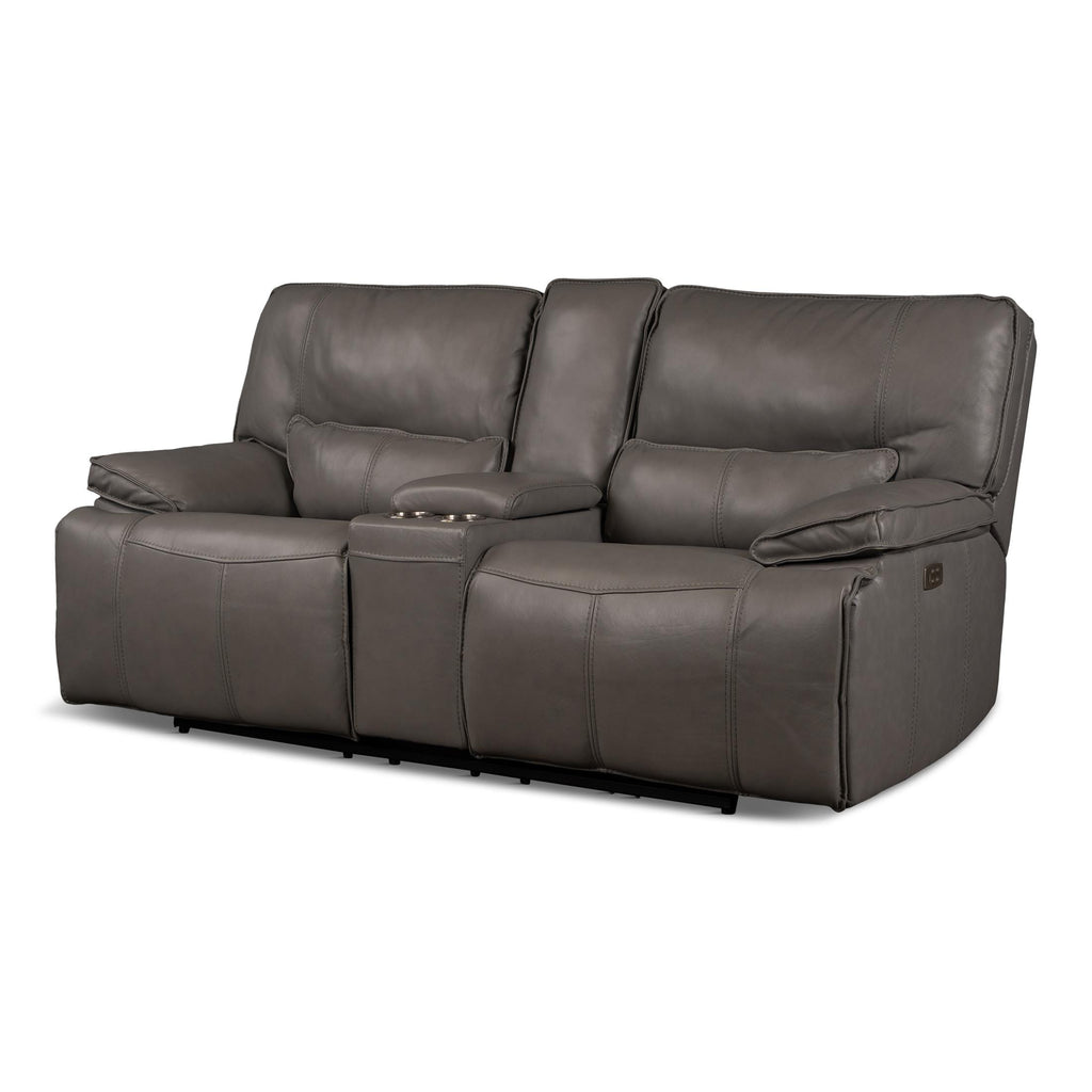 Bozeman Power Console Loveseat with Power Headrest - Leather