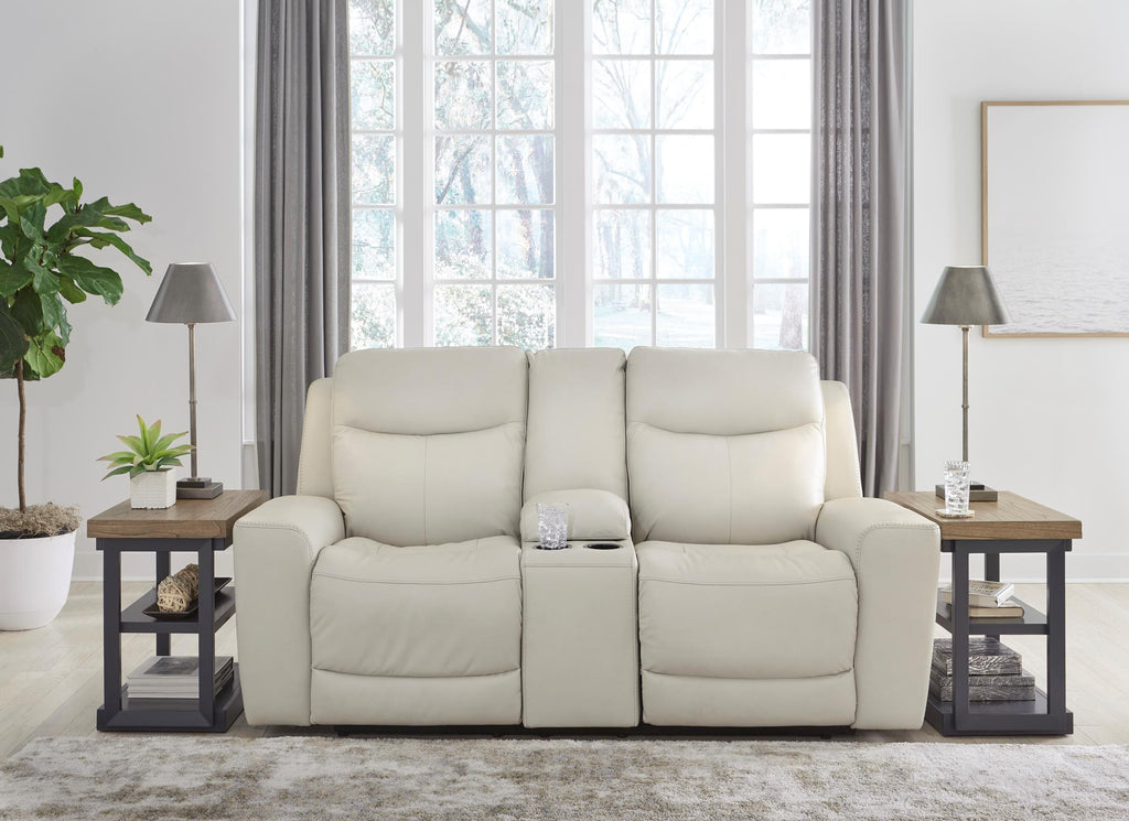 Mindanao Power Reclining Loveseat with Console - Leather