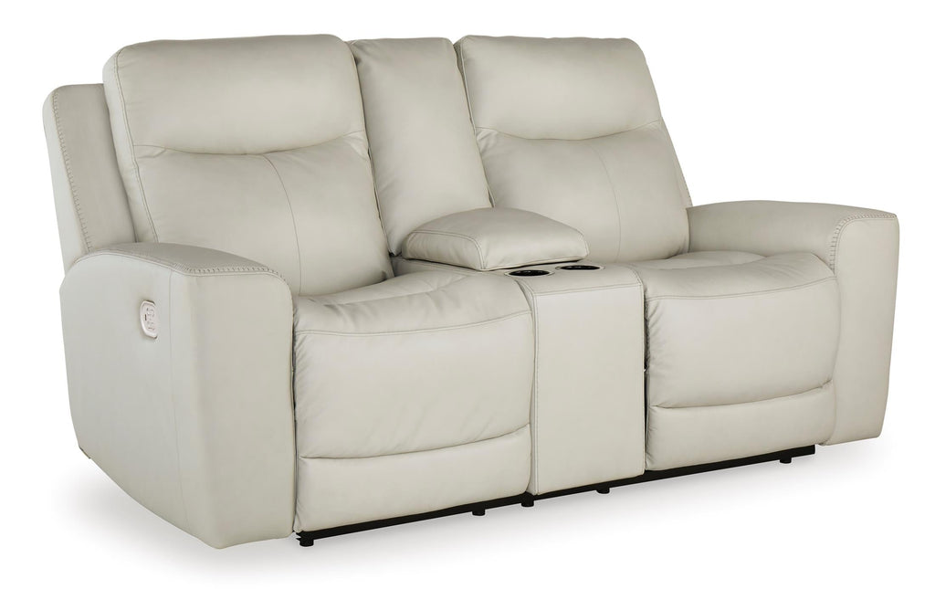 Mindanao Power Reclining Loveseat with Console - Leather