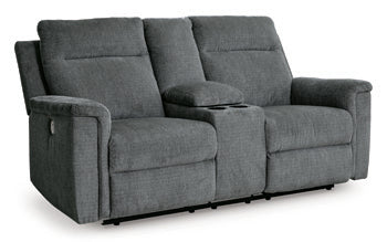 Barnsana Power Reclining Loveseat with Console - Fabric