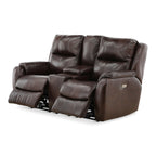 Waylon Leather Power Reclining Console Loveseat