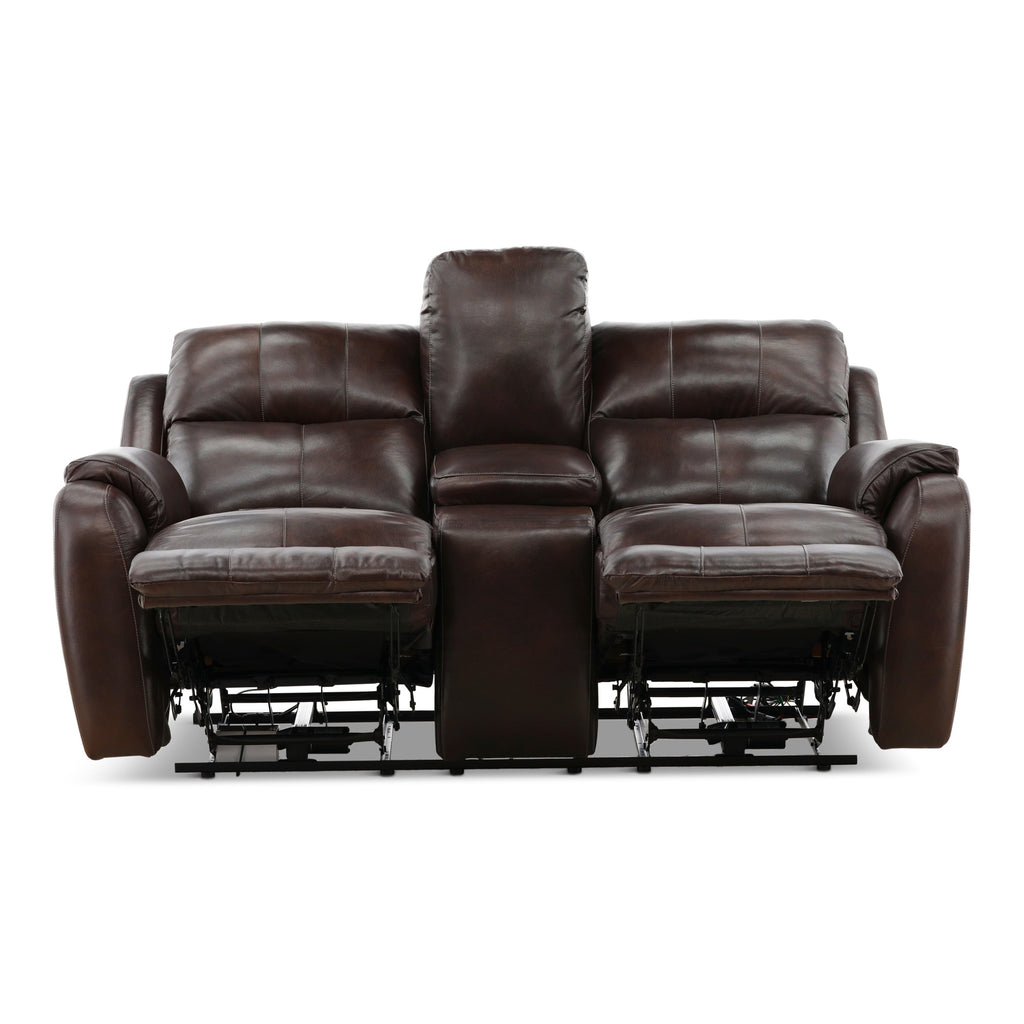 Waylon Leather Power Reclining Console Loveseat