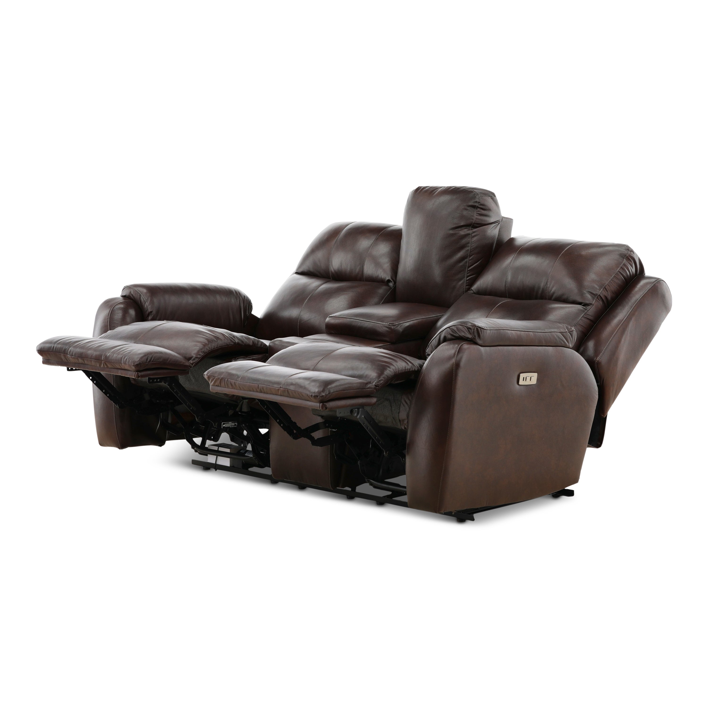 Waylon Leather Power Reclining Console Loveseat
