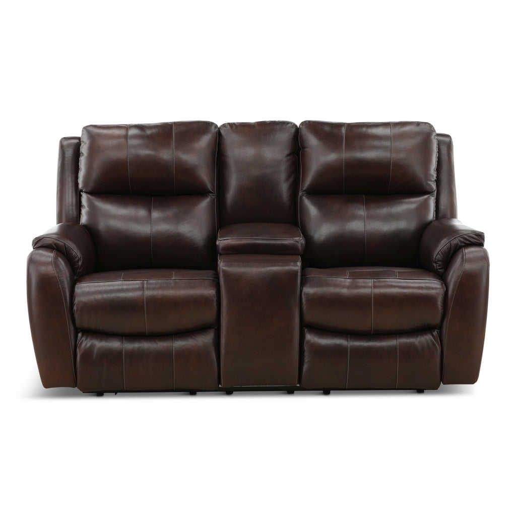 Waylon Leather Power Reclining Console Loveseat