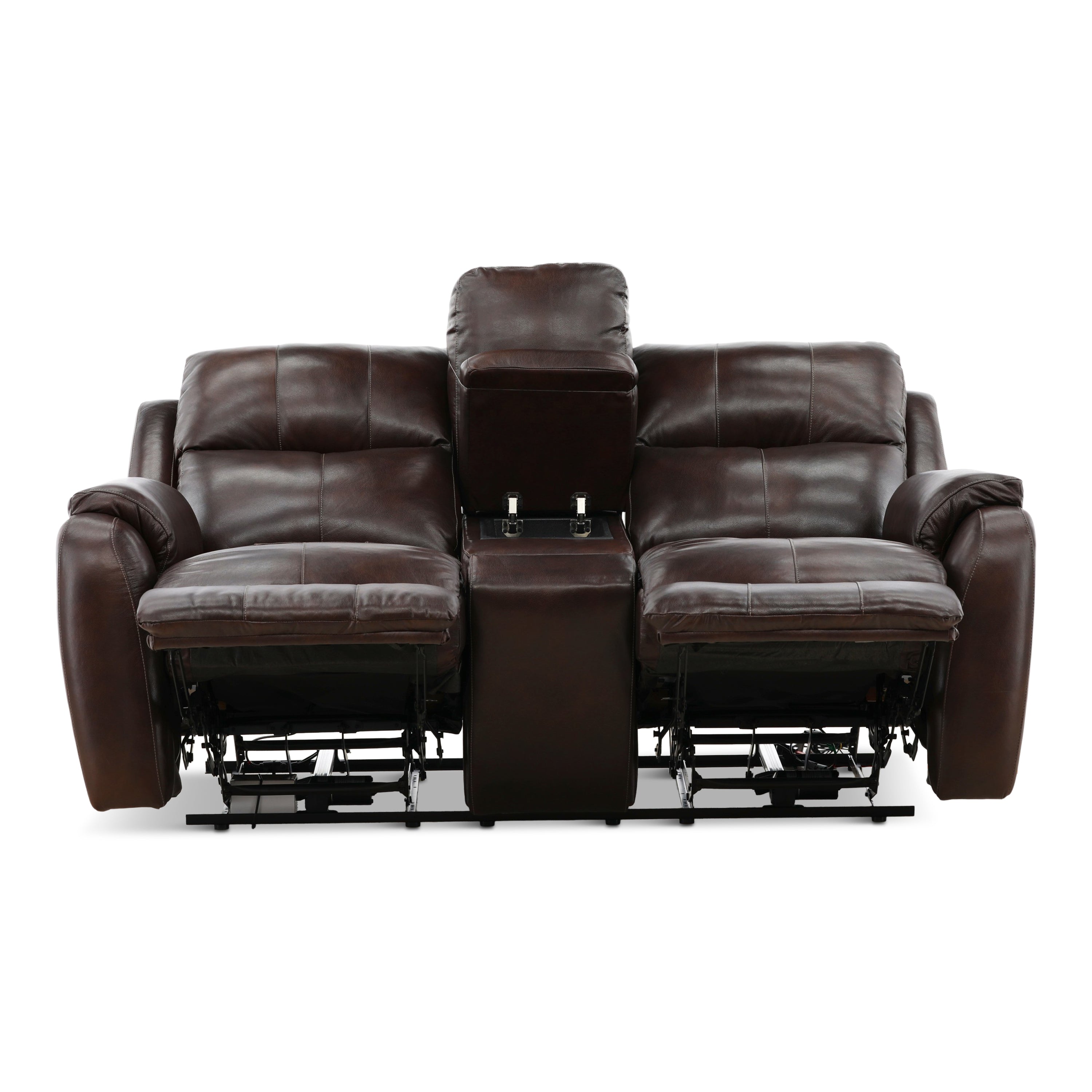 Waylon Leather Power Reclining Console Loveseat