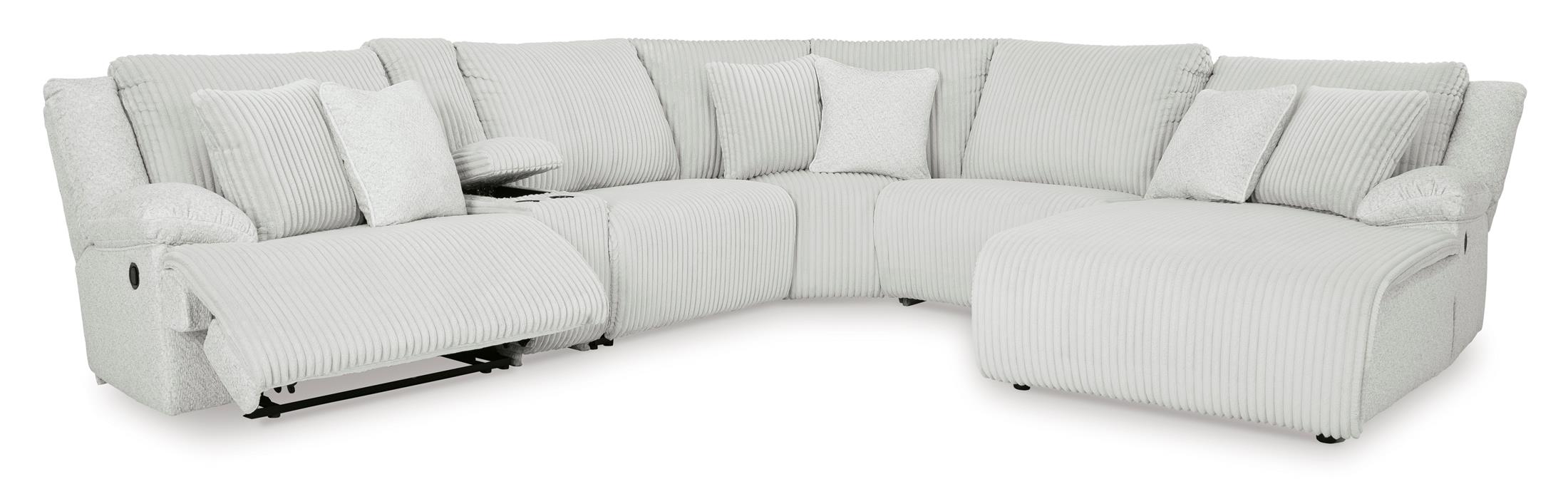 Top Tier Right Facing 6-Piece Reclining Sectional with Chaise - Alloy