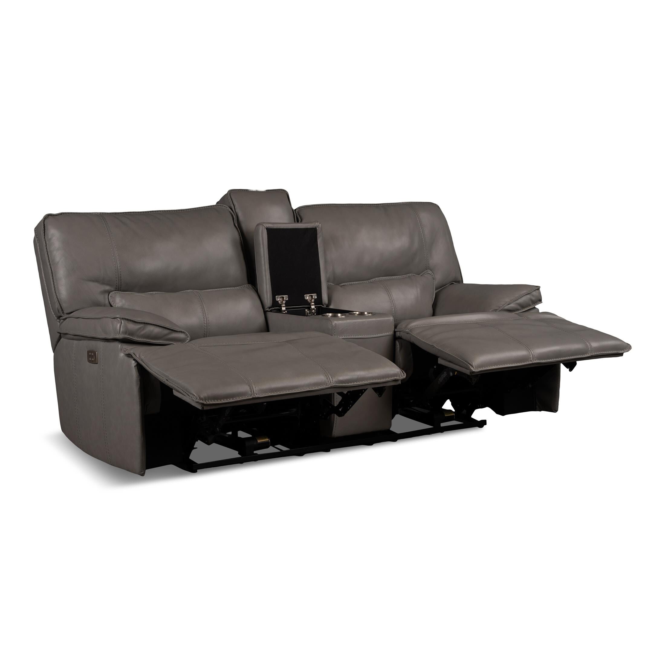 Bozeman Power Console Loveseat with Power Headrest - Leather