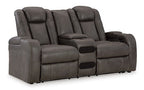 Fyne-Dyme Dual Power Reclining Loveseat with Console - Fabric