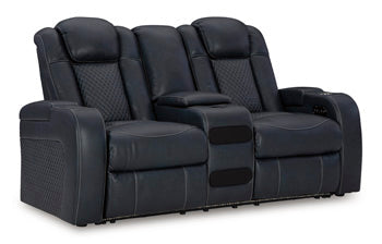 Fyne-Dyme Dual Power Reclining Loveseat with Console - Fabric
