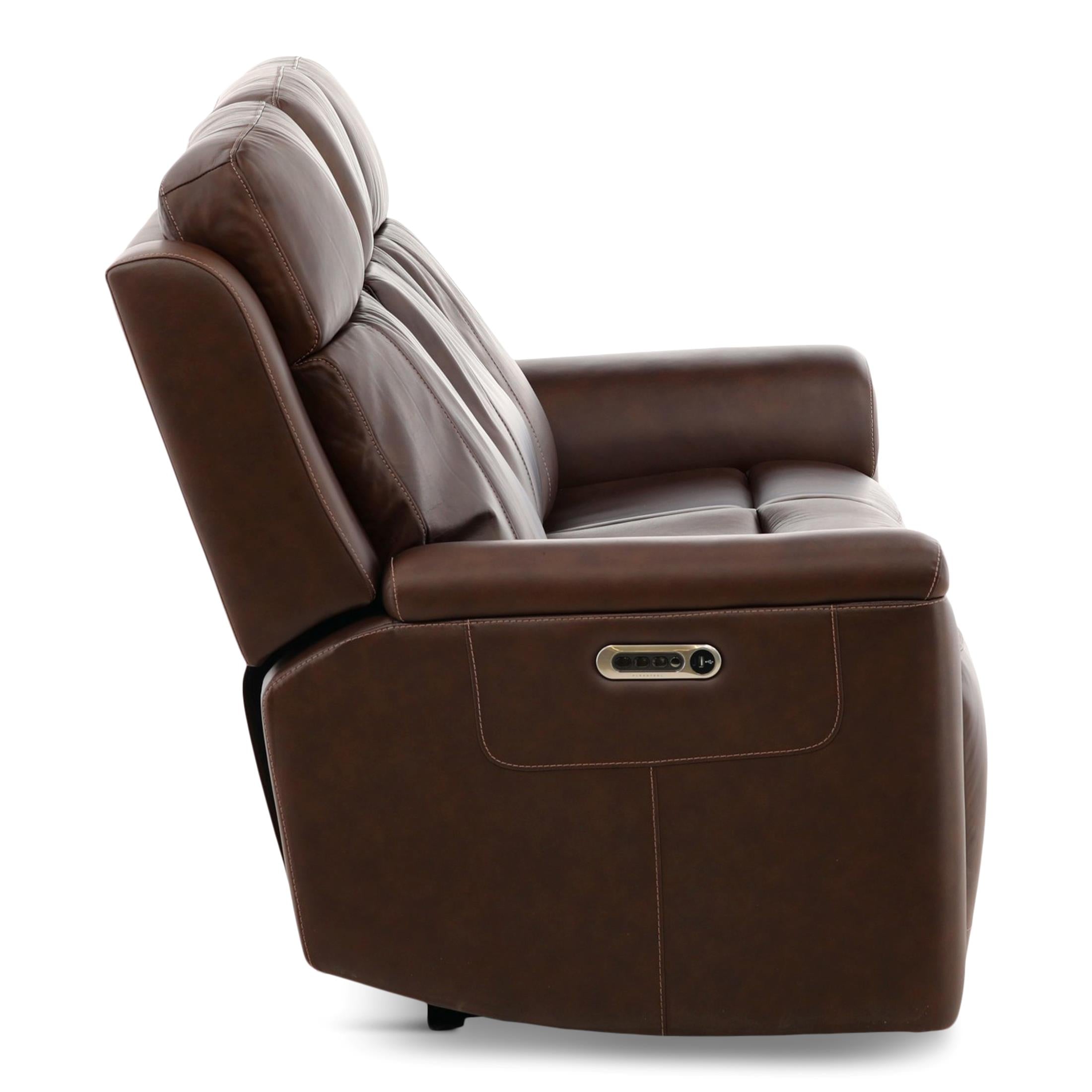 Adrian Leather Power Sofa with Drop Down Table - Dining Table