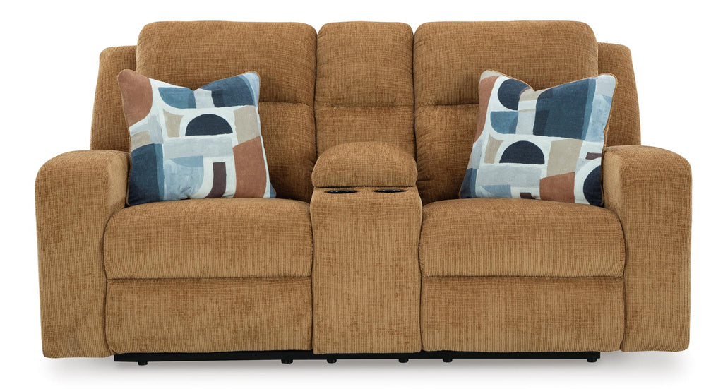 Kanlow Reclining Console Loveseat - Fabric