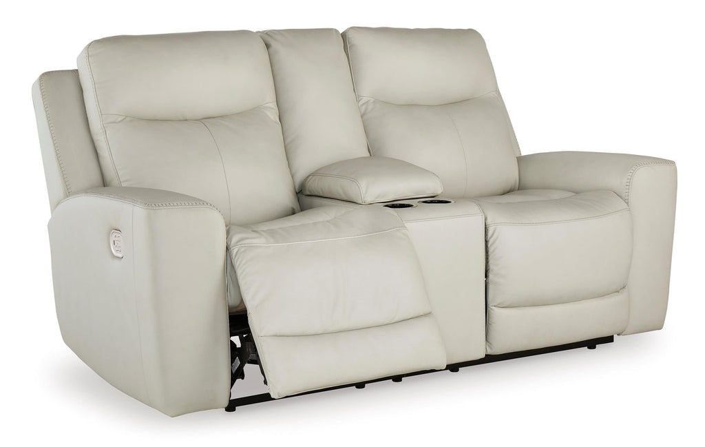 Mindanao Power Reclining Loveseat with Console - Leather