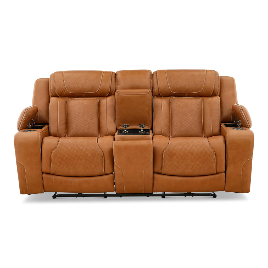 Denver Power Console Loveseat - Leather