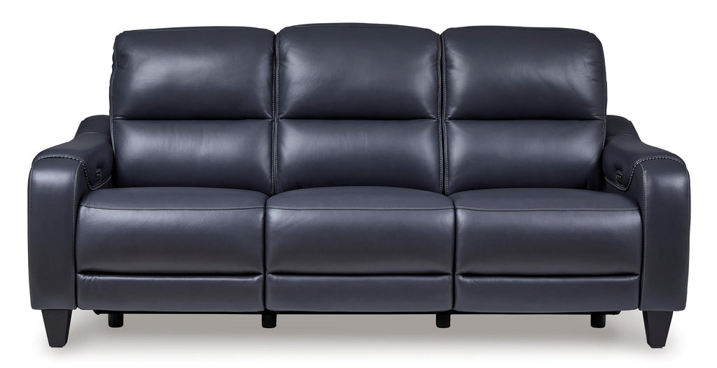 Mercomatic Leather Power Reclining Sofa - Ocean