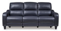 Mercomatic Leather Power Reclining Sofa - Ocean