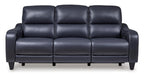 Mercomatic Leather Power Reclining Sofa - Ocean