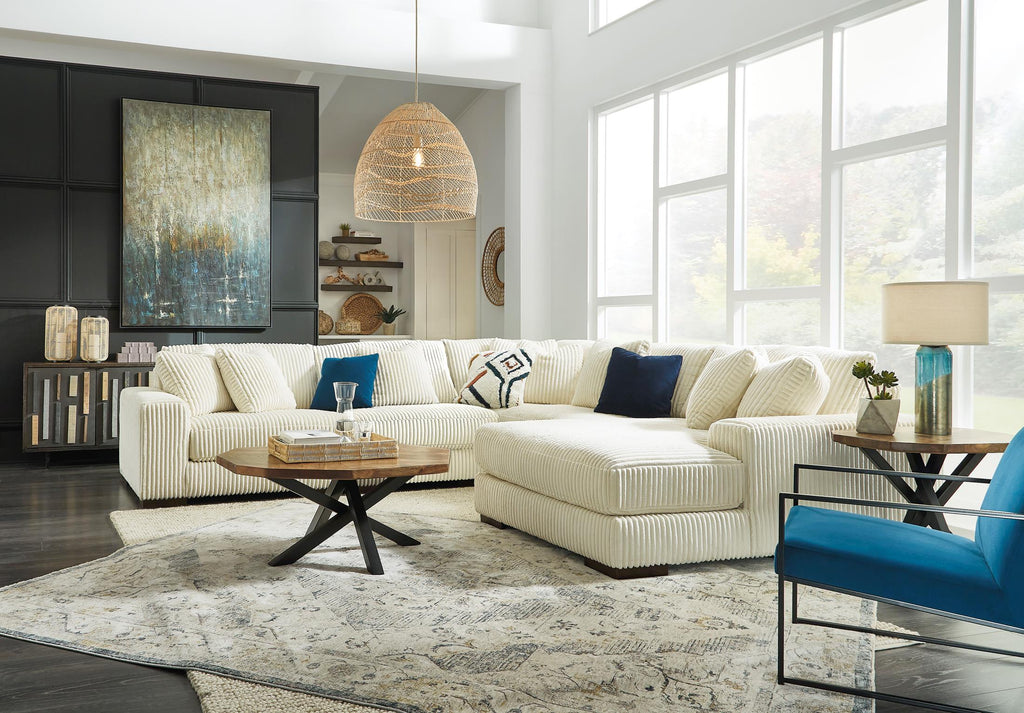 Lindyn 5-Piece Ivory Sectional with Chaise - Right-Facing