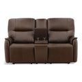 Walker Leather Power Reclining Console Loveseat - Cacao