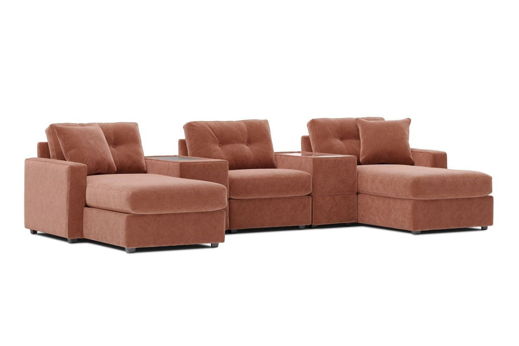 Modular One 5-Piece Theater Sectional with E-Console - Cantaloupe
