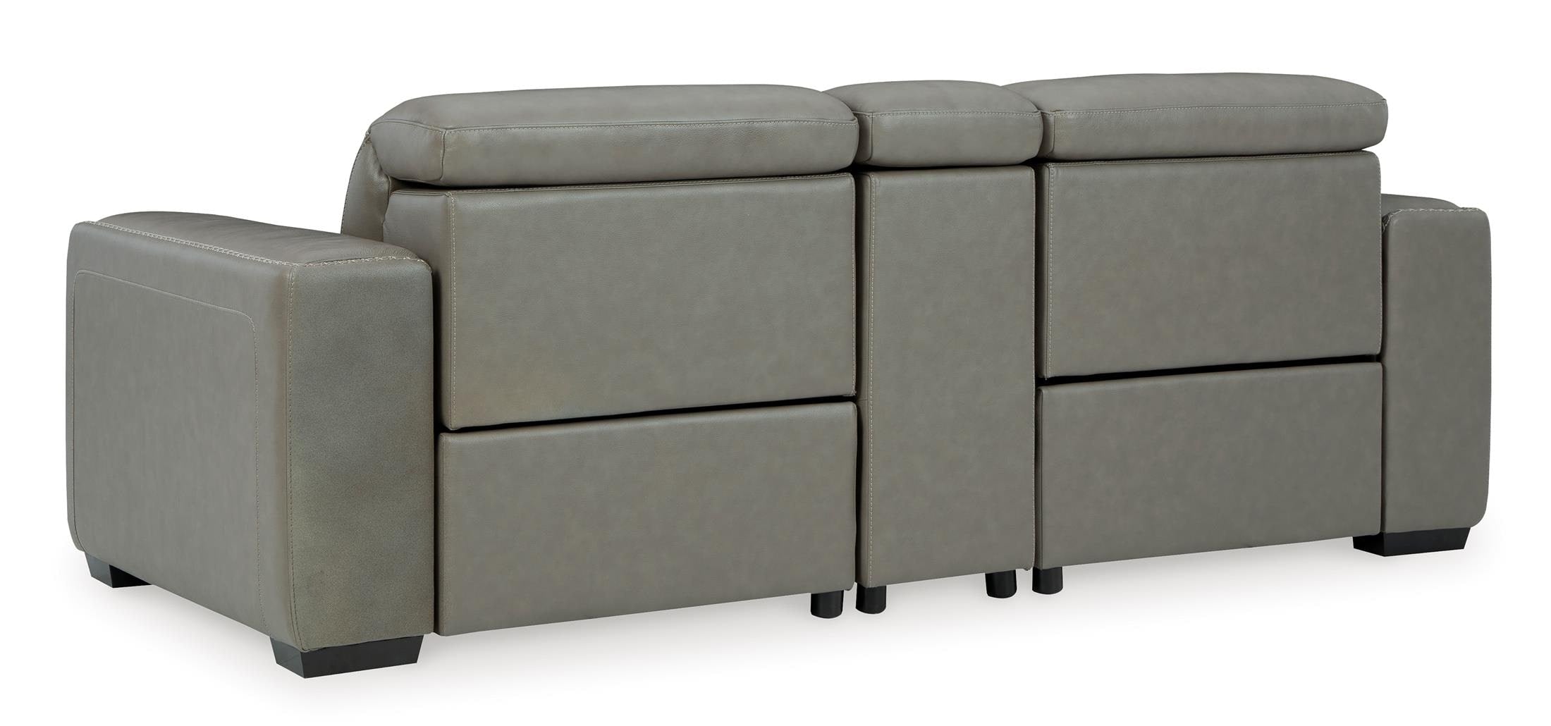 Correze 3-Piece Dual Power Leather Reclining Modular Loveseat with Console - Set