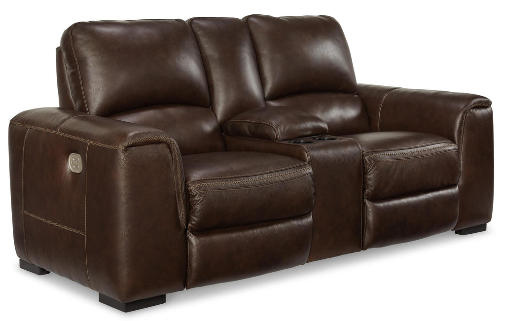 Alessandro Power Reclining Console Loveseat - Leather