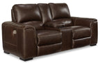 Alessandro Power Reclining Console Loveseat - Leather