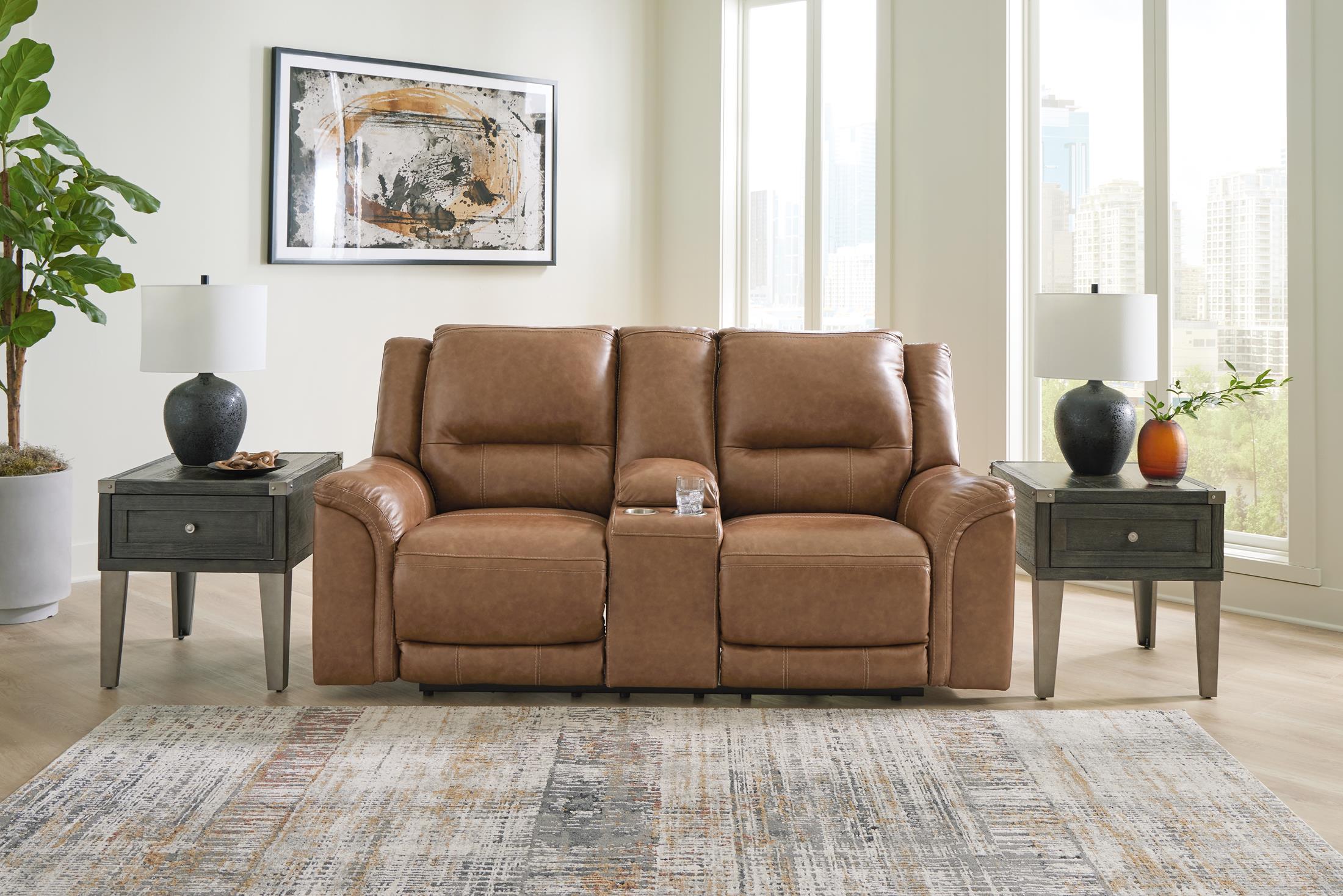 Trasimeno Power Reclining Loveseat with Console - Leather