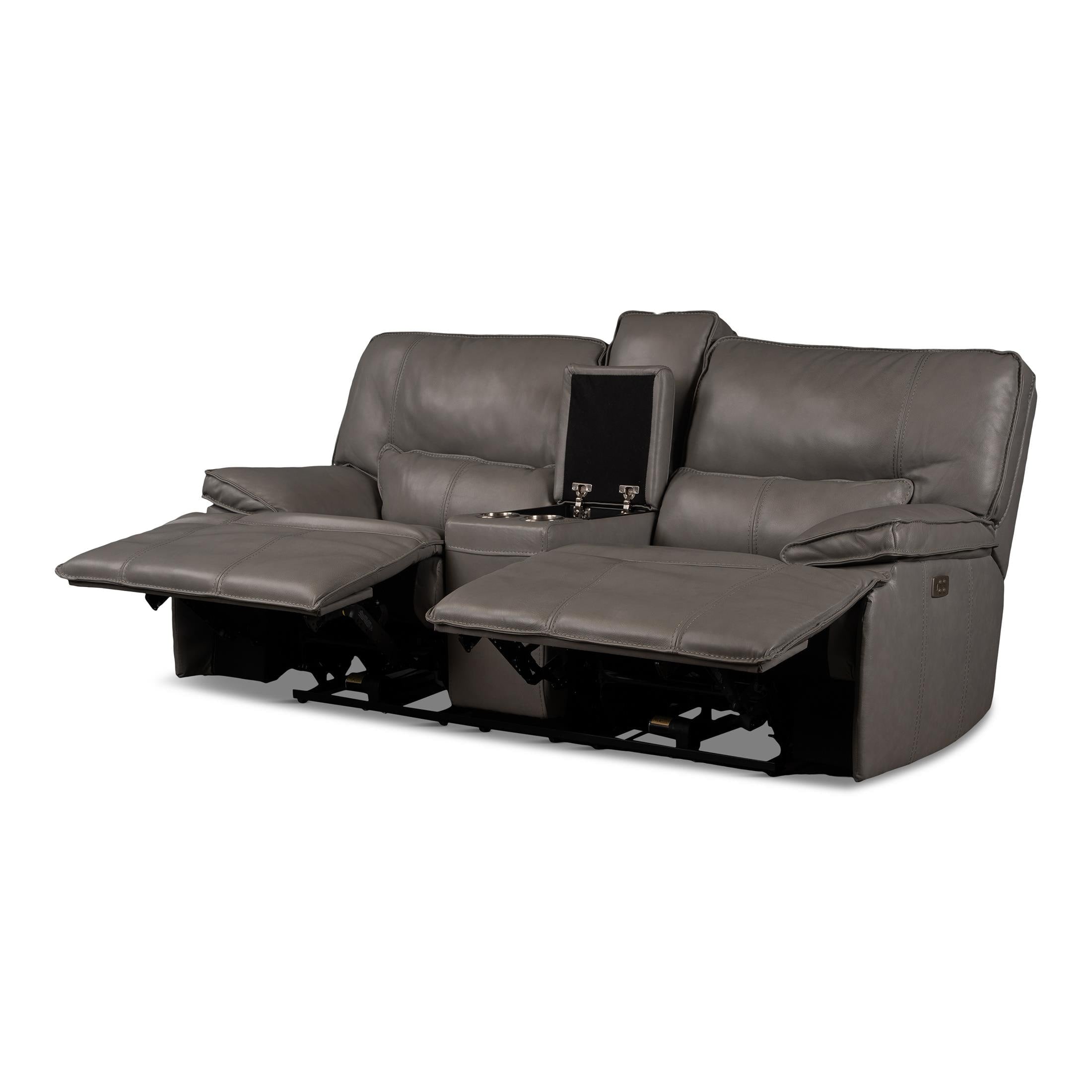 Bozeman Power Console Loveseat with Power Headrest - Leather