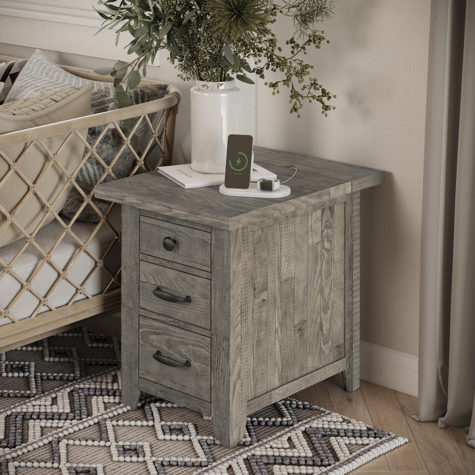 Driftwood Power Chairside End Table - Indoor