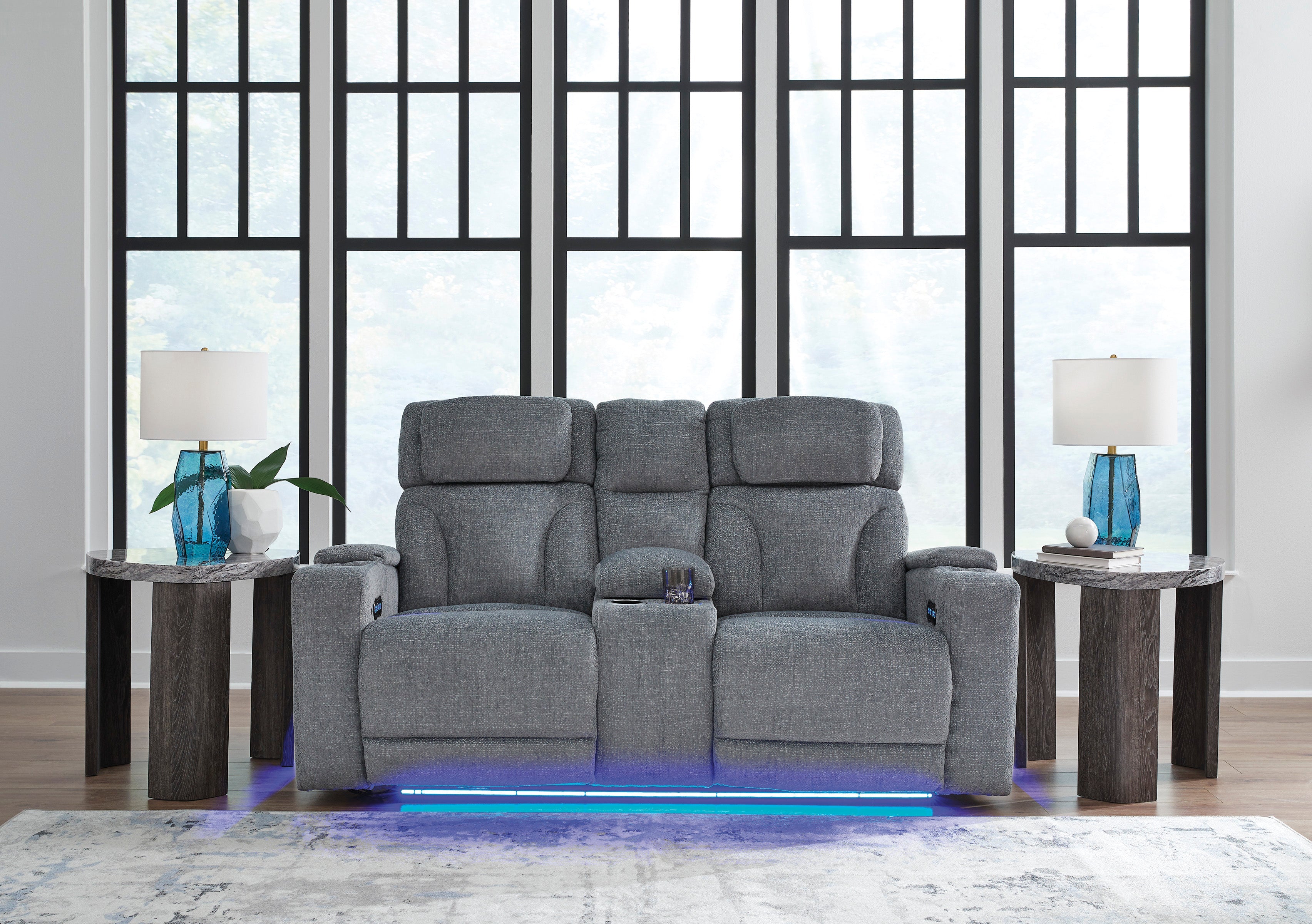 Forest Lake Power Reclining Console Loveseat - Fabric